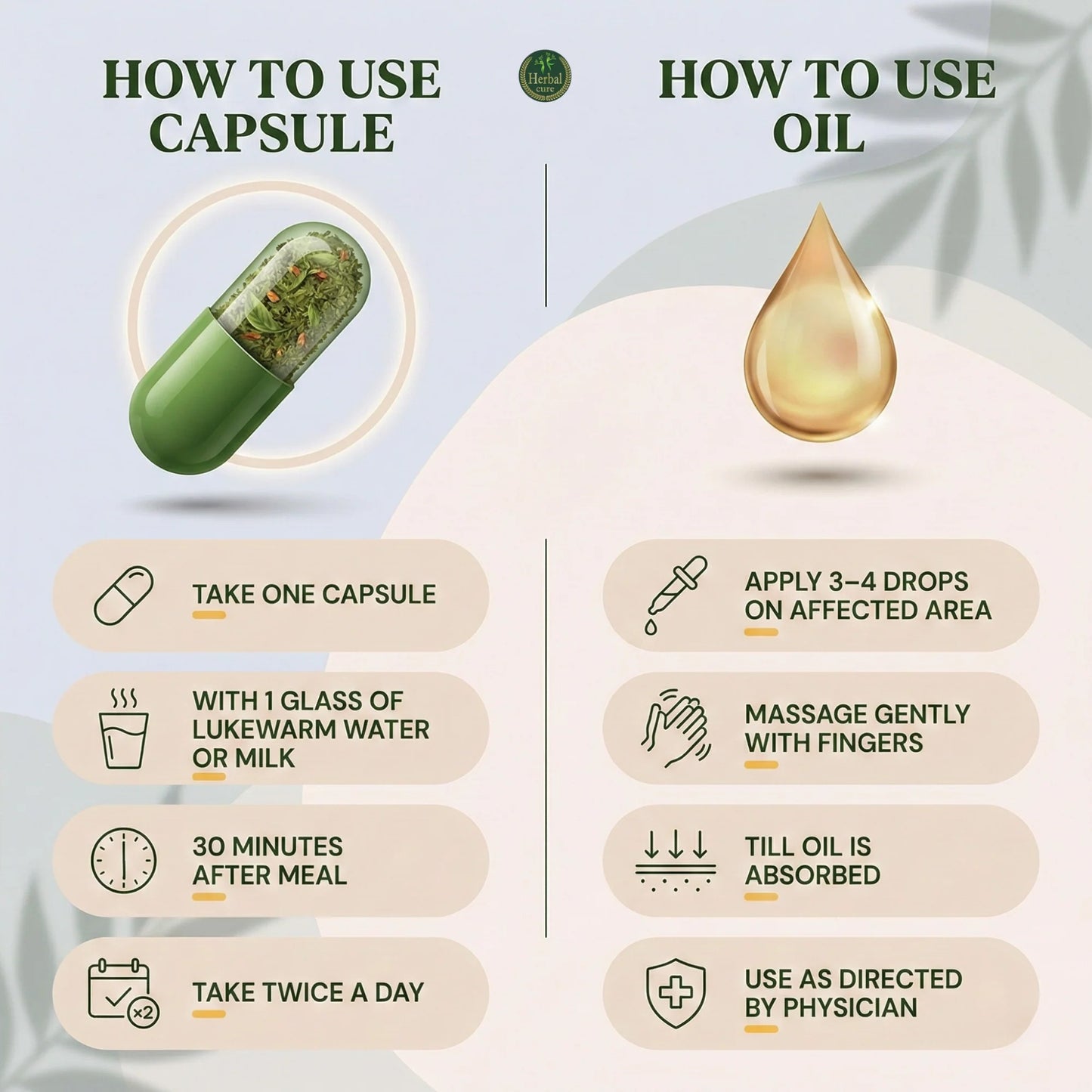 Combo of Herbal Hair Booster Oil and Capsule-For Men and Women