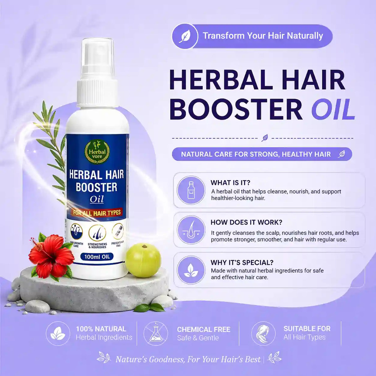 Herbal Hair Booster Oil-For Men and Women