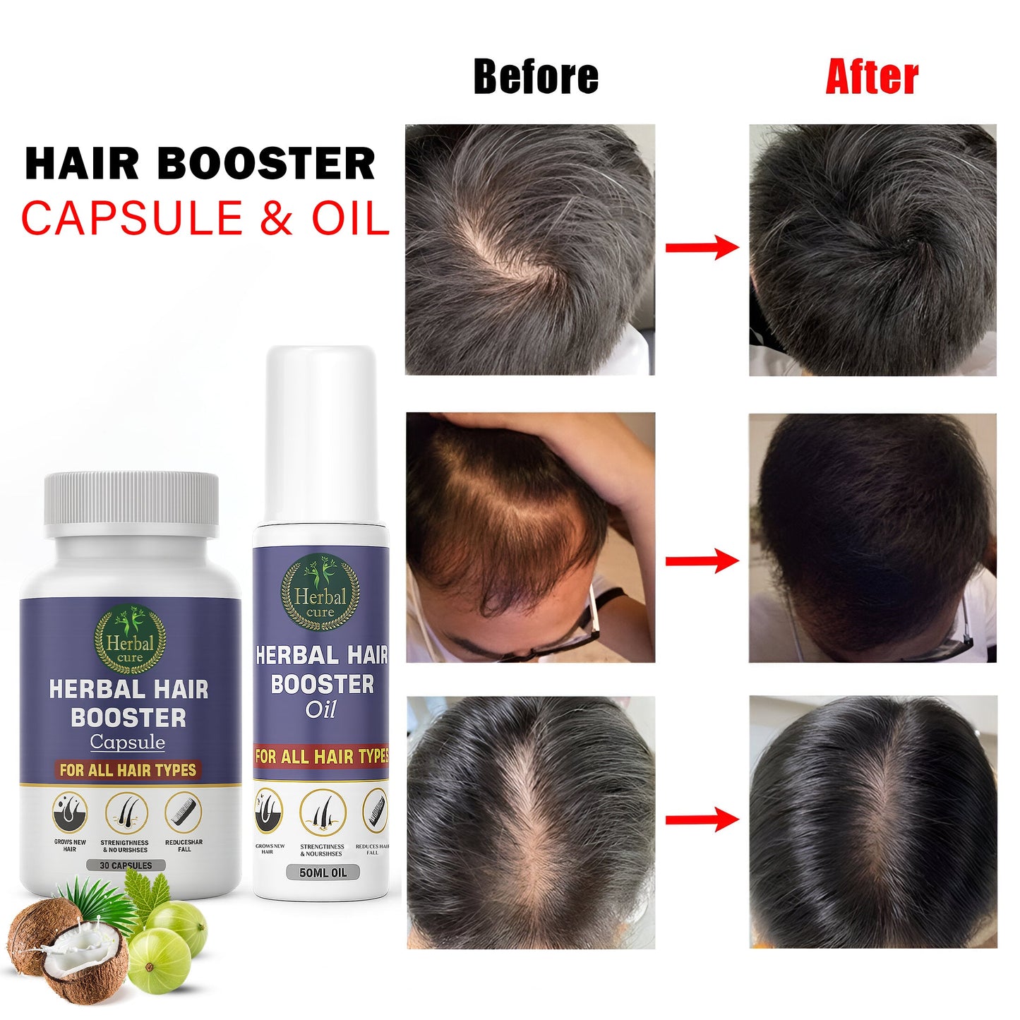 Hair booster product before and after results 