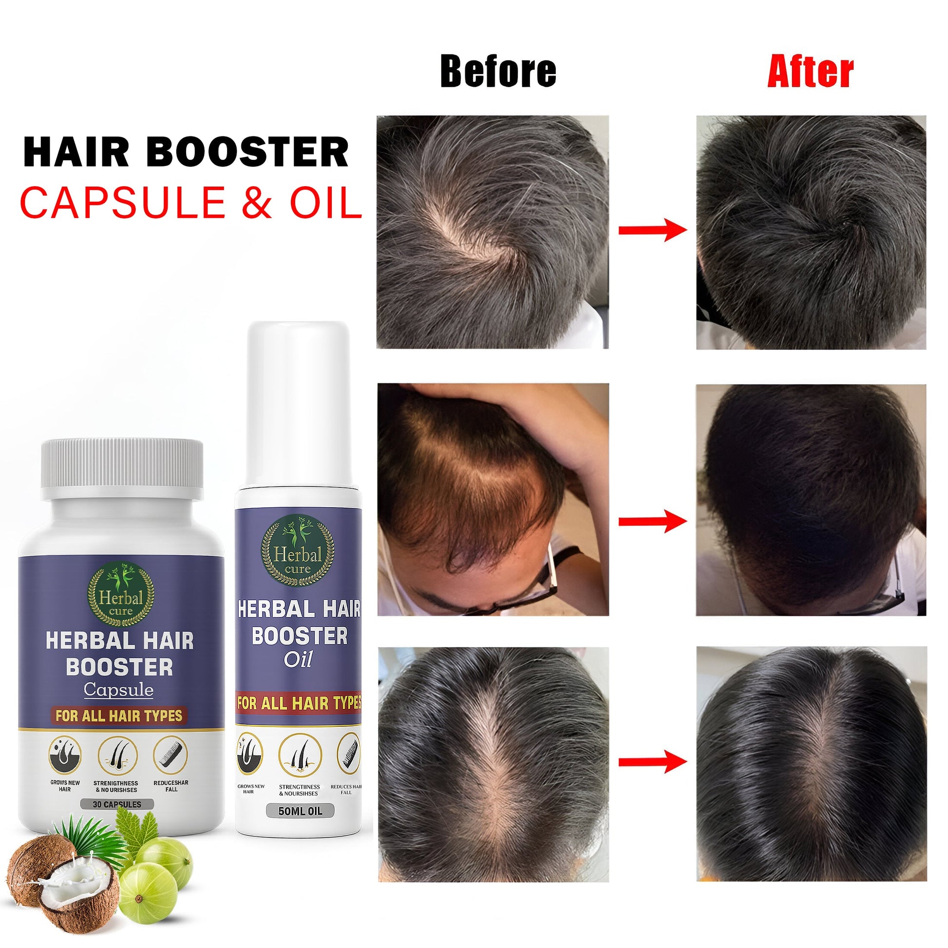 Hair booster product before and after results 