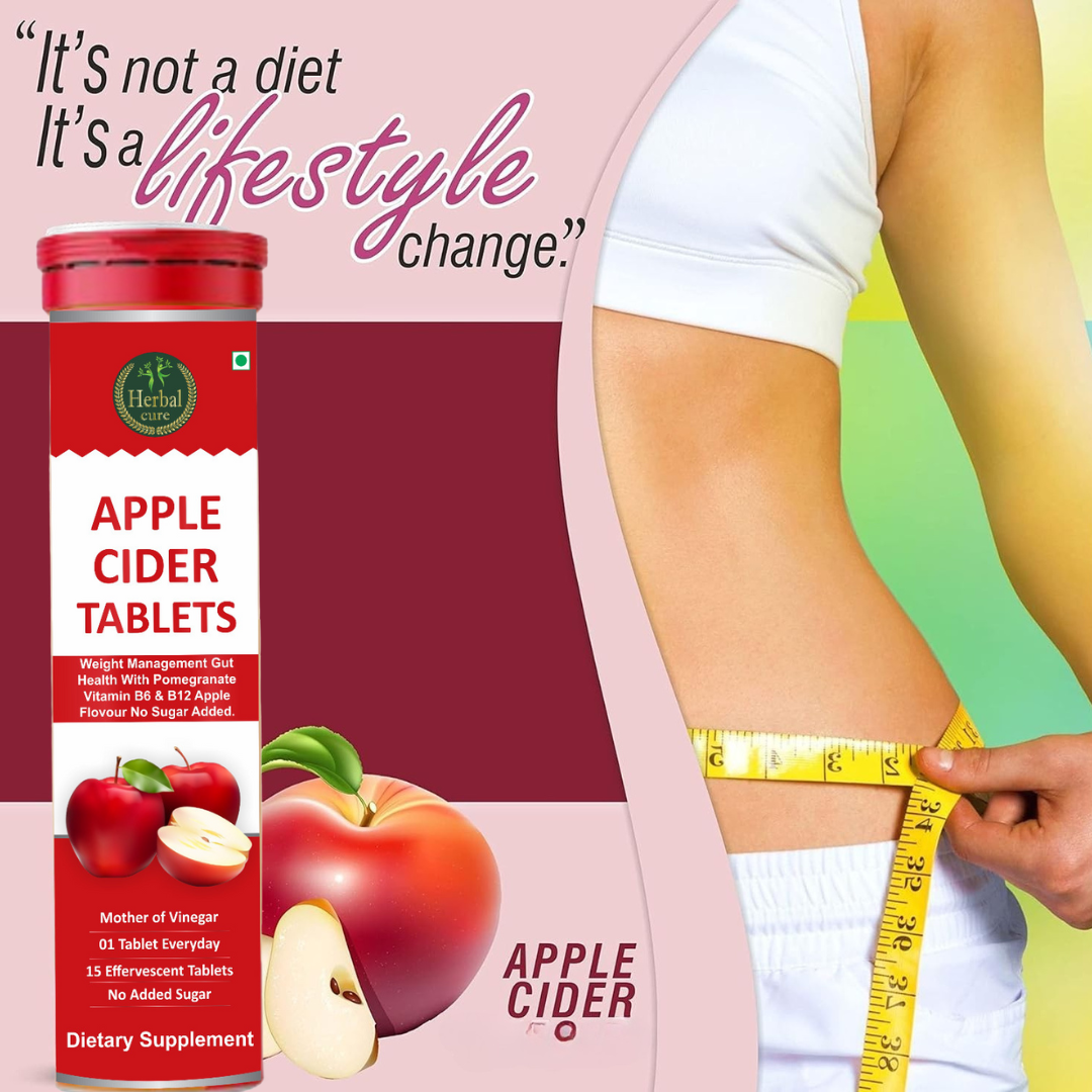 An advertisement for Apple Cider Weight Loss Capsules with a container of the product
