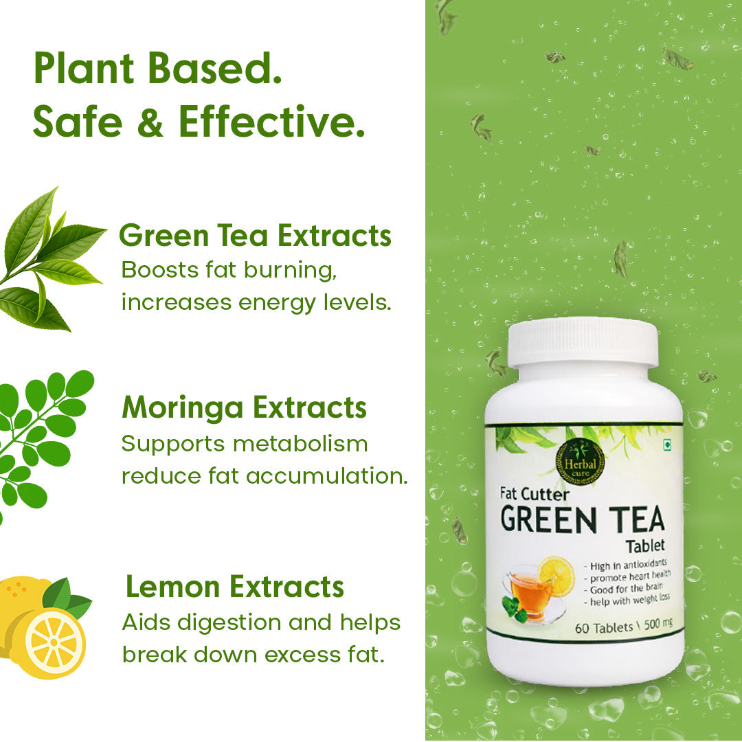 Fat Cutter Green Tea supplement bottle with plant-based ingredients.