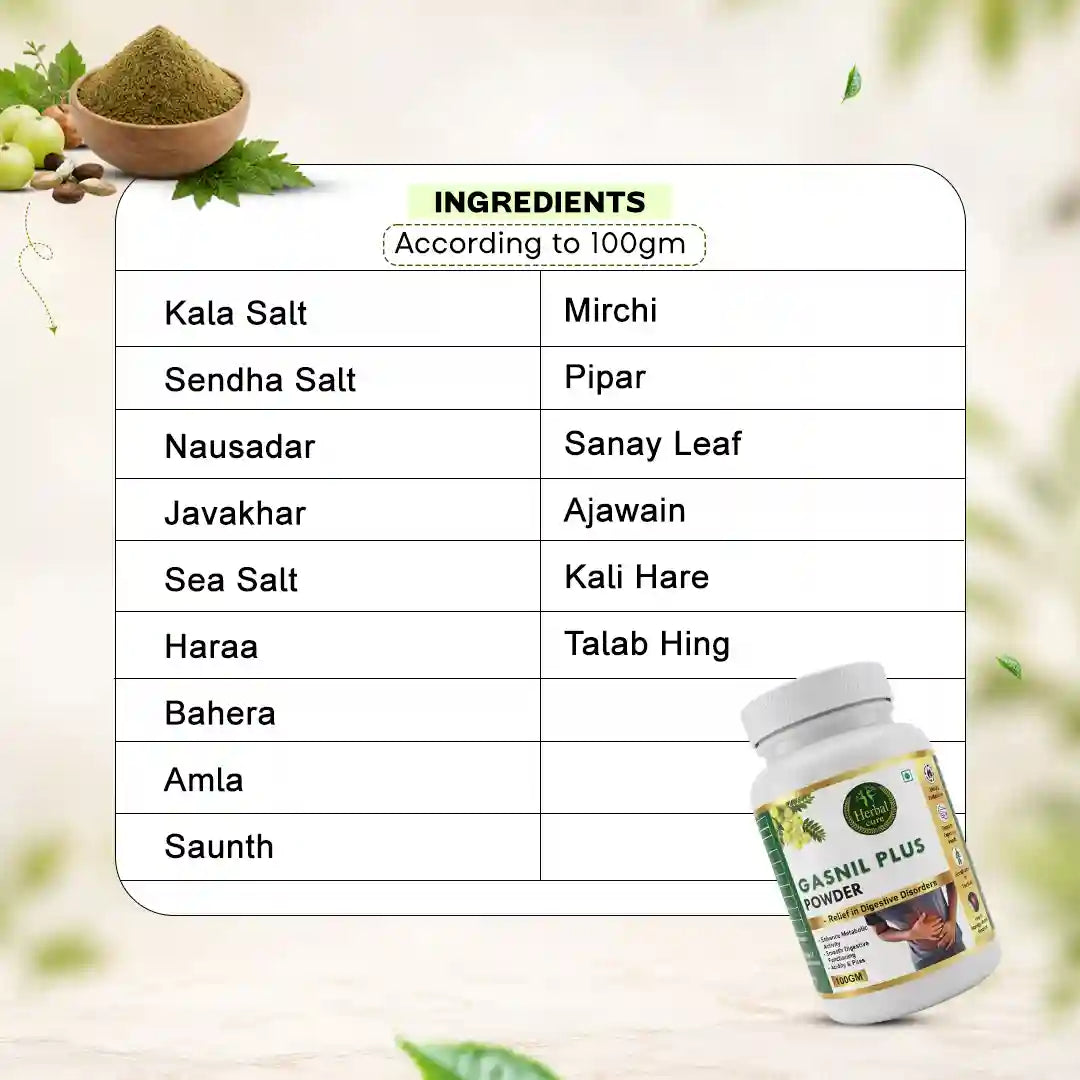Herbal Gasnil Plus Powder For Digestive Health & Gas Relief